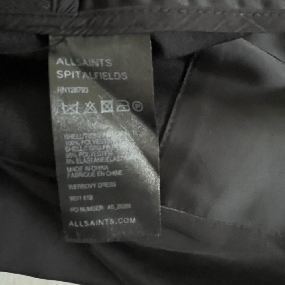 All Saints Japanese Cloth Dress Size 8 Black Solid Short Sleeve Mini Chic Classy - Picture 7 of 7